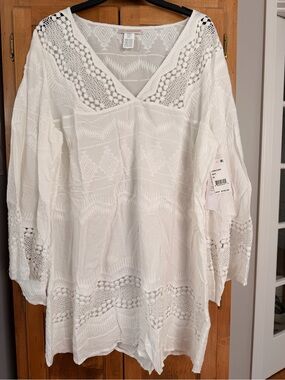 La Blanca White Embroidered Cotton Tunic